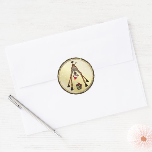 Grappige Giraffe & Cupcake Kerst stickers (Envelop)