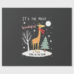 Grappige Giraffe De Meest Wonderevolle Tijd Kerstm Cadeaupapier