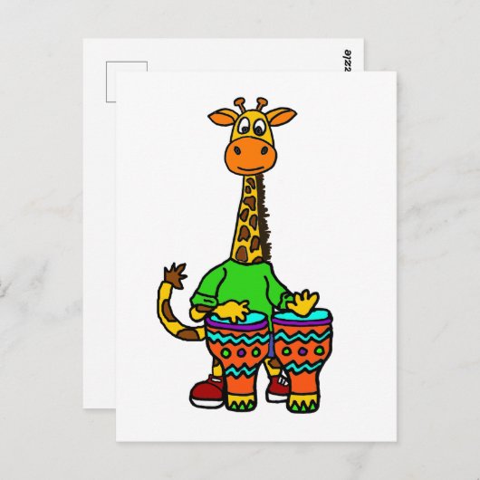 Grappige Giraffe die bongo drums speelt Briefkaart (Voorkant / Achterkant)
