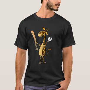 Grappige Giraffe die honkbal speelt T-shirt