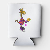 Grappige Giraffe die Pickleball speelt Blikjeskoeler (Voorkant)