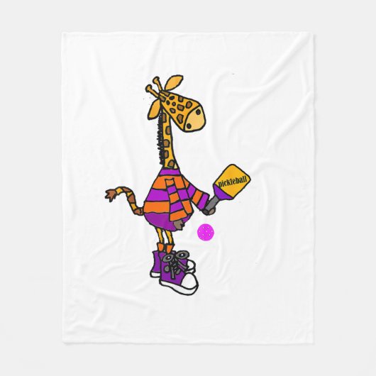 Grappige Giraffe die Pickleball speelt Fleece Deken (Voorkant)