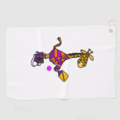 Grappige Giraffe die Pickleball speelt Golfhanddoek (Horizontaal)