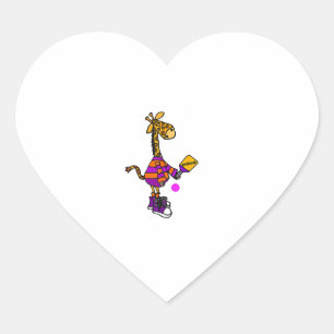 Grappige Giraffe die Pickleball speelt Hart Sticker