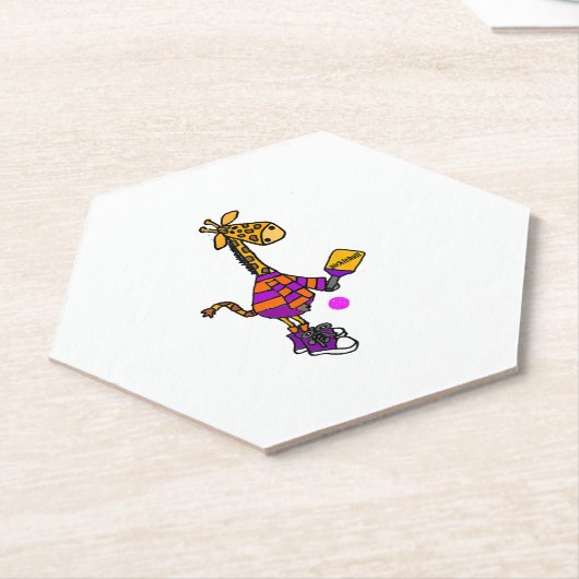 Grappige Giraffe die Pickleball speelt Kartonnen Onderzetters (Schuin)
