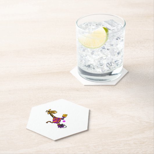 Grappige Giraffe die Pickleball speelt Kartonnen Onderzetters (Insitu)