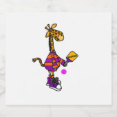 Grappige Giraffe die Pickleball speelt Sparkling Wijnetiket (Enkel label)