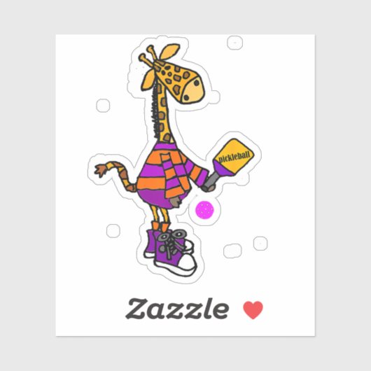 Grappige Giraffe die Pickleball speelt Sticker (Vel)