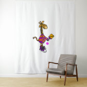 Grappige Giraffe die Pickleball speelt Wandkleed (In situ)