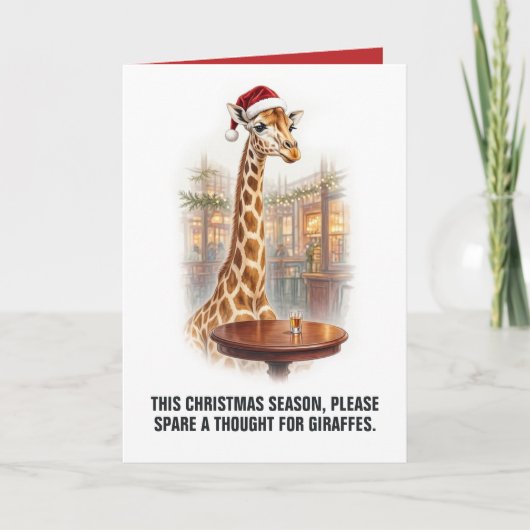 Grappige Giraffe Drankgrap Kerstmis Kaart (Voorkant)