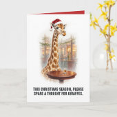 Grappige Giraffe Drankgrap Kerstmis Kaart (Gele Bloem)