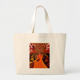 Grappige Giraffe: een caleidoscopische Afrikaanse Grote Tote Bag