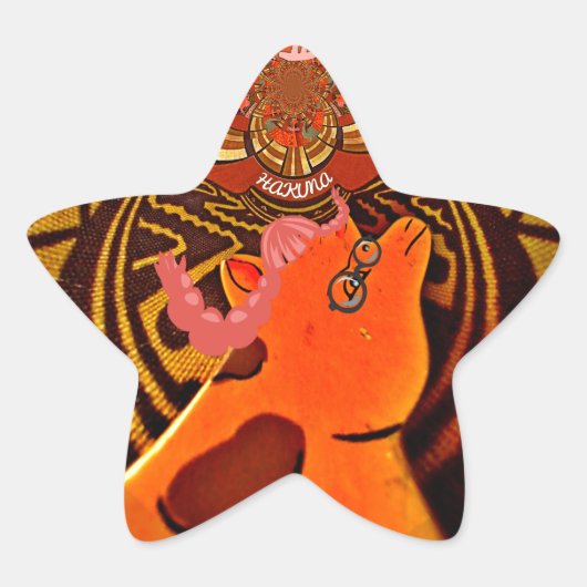 Grappige Giraffe: een caleidoscopische Afrikaanse  Ster Sticker (Voorkant)
