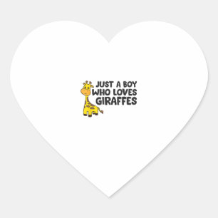 Grappige Giraffe, een jongen die van Giraffes houd Hart Sticker