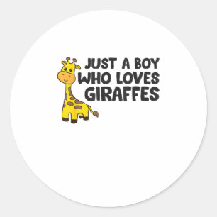 Grappige Giraffe, een jongen die van Giraffes houd Ronde Sticker