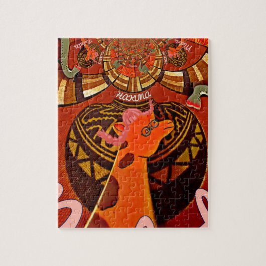 Grappige Giraffe: Een Kaleidoscopische Afrikaanse Legpuzzel (Verticaal)