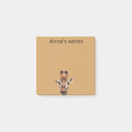 grappige giraffe en bruine achtergrond,aangepast post-it® notes