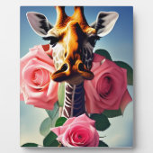 Grappige Giraffe en Rozen Surrealistisch Fotoplaat (Voorkant)