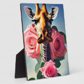 Grappige Giraffe en Rozen Surrealistisch Fotoplaat (Zijkant)