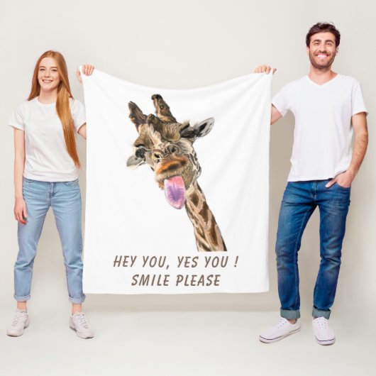Grappige Giraffe fleece deken (In situ)