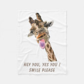Grappige Giraffe Fleece Deken - aangepaste tekst (Voorkant)