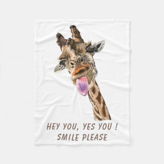Grappige Giraffe Fleece Deken - aangepaste tekst (Voorkant)