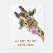 Grappige Giraffe Fleece Deken - aangepaste tekst (Voorkant)