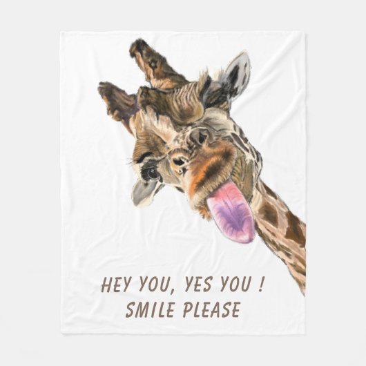Grappige Giraffe Fleece Deken - aangepaste tekst (Voorkant)