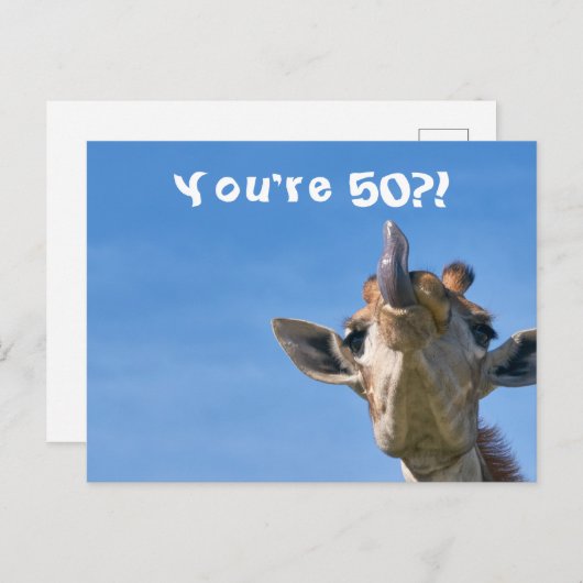 Grappige Giraffe Gefeliciteerd 50e Verjaardag Briefkaart (Voorkant / Achterkant)