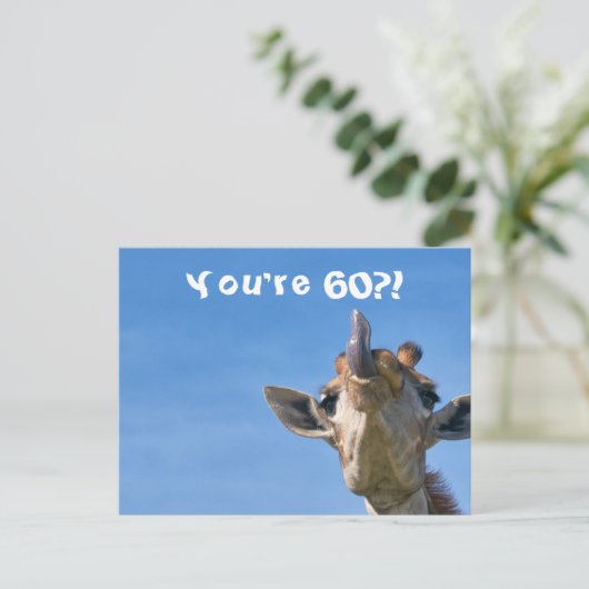 Grappige Giraffe Gelukkige 60e Verjaardag Briefkaart (Staand voorkant)