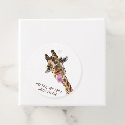 Grappige Giraffe Gift Labels Glimlach - Aangepaste (In situ)
