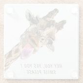 Grappige Giraffe Glas Onderzetter Glimlach - Aange (Achterkant)