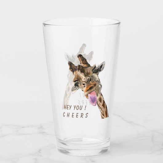 Grappige Giraffe Glas Proost - Aangepaste Tekst (Achterkant)
