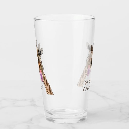 Grappige Giraffe Glas Proost - Aangepaste Tekst (Links)