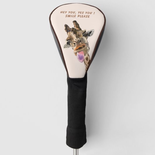 Grappige Giraffe Golf Head Hoesje aangepaste tekst Golfheadcover (Voorkant)