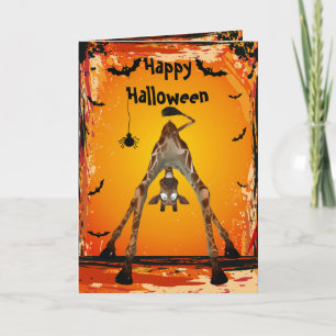 Grappige Giraffe Halloween Kaart