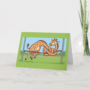 Grappige Giraffe Hoge Sprong Cartoon Kaart