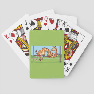 Grappige Giraffe Hoge Sprong Cartoon Pokerkaarten