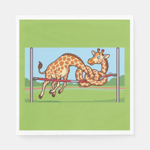 Grappige Giraffe Hoge Sprong Cartoon Servet