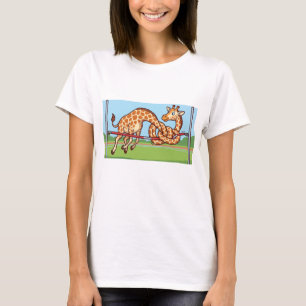 Grappige Giraffe Hoge Sprong Cartoon T-shirt