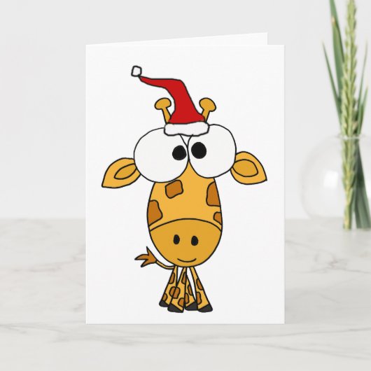 Grappige Giraffe in het Art. van Kerstmis van het Feestdagen Kaart (Voorkant)