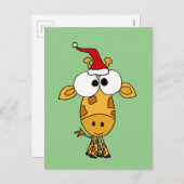 Grappige Giraffe in het Art. van Kerstmis van het Feestdagenkaart (Voorkant / Achterkant)