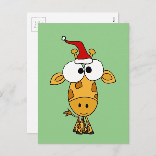 Grappige Giraffe in het Art. van Kerstmis van het Feestdagenkaart (Voorkant / Achterkant)