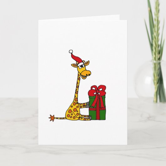 Grappige Giraffe in het Ontwerp van Kerstmis van Feestdagen Kaart (Voorkant)