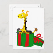Grappige Giraffe in kerstcadeaudoos Feestdagenkaart (Voorkant / Achterkant)