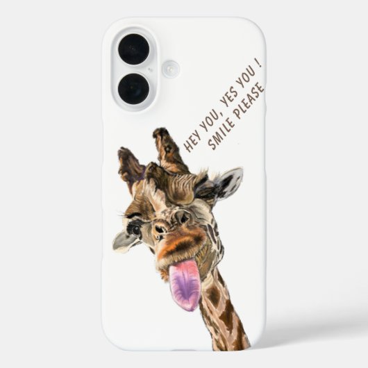 Grappige Giraffe iPhone Case - Aangepaste tekst (Achterkant)