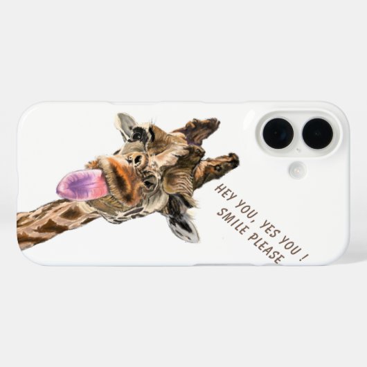 Grappige Giraffe iPhone Case - Aangepaste tekst (Achterkant (horizontaal))