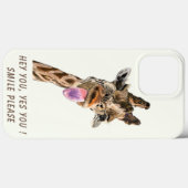 Grappige Giraffe iPhone Case - Aangepaste tekst (Achterkant (horizontaal))