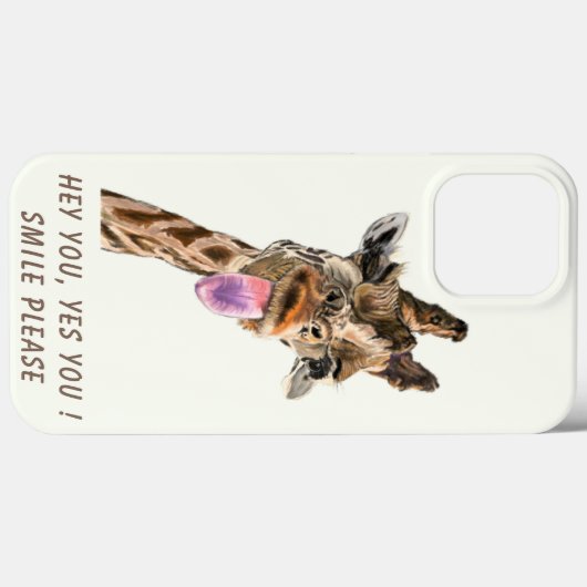 Grappige Giraffe iPhone Case - Aangepaste tekst (Achterkant (horizontaal))