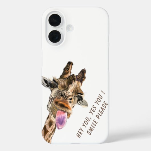 Grappige Giraffe iPhone Case - Aangepaste tekst (Achterkant)